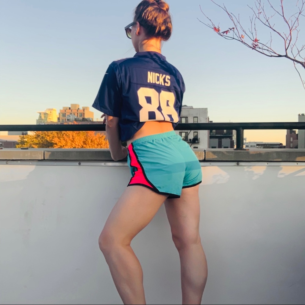 Nike Short Sport Teal Tempo Run Shorts Elastic Self Tie